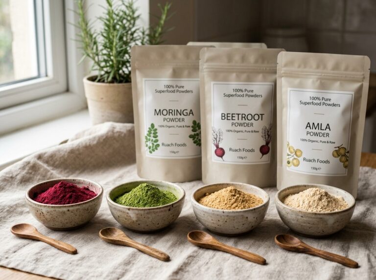 Ruach Foods 100% Pure Superfood Powders - Moringa, Beetroot, Amla, and Banana Powders